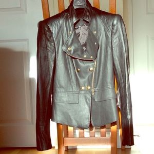 Leather/denim jacket